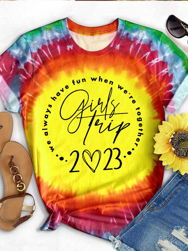 Girls Trip 2023 Round Neck Print T-Shirt