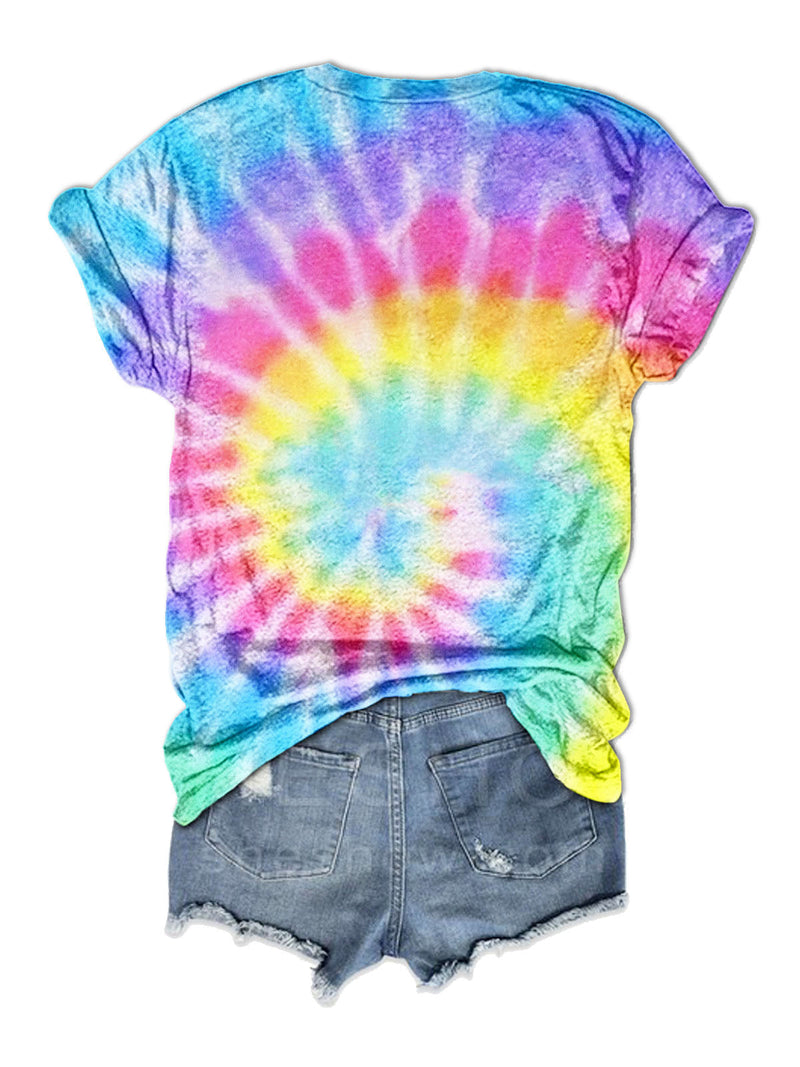 Girl's Trip 2023 Tie Dye Print V Neck T-Shirt