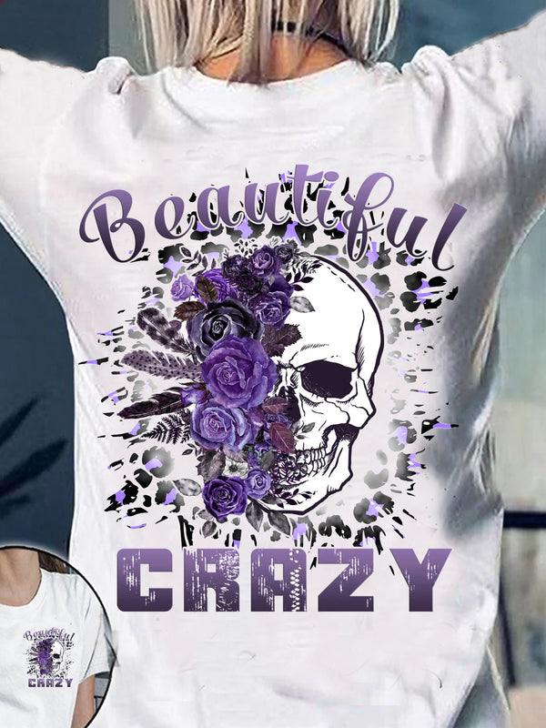 Beautiful Crazy Skull Print Ladies Fashion Casual Women's T-Shirt