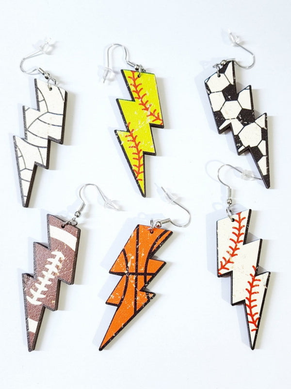 Baseball Softball Sport Lightning Earrings