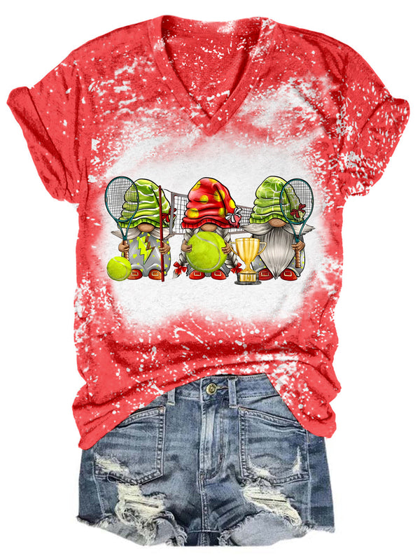 Tenis Gnome Tie Dye V Neck T-shirt