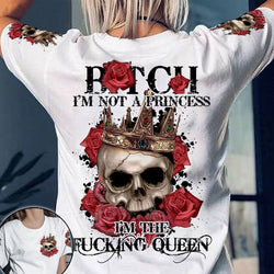 Rose & Skull & Personalized Slogan Colorful Creative Print Ladies Fashion Casual Women's T-Shirt