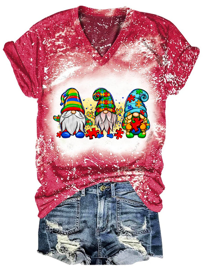Women's Tie Dye  Gnome Autism T-Shirt
