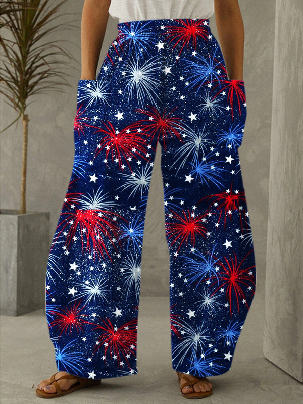 Women's Glitter USA Print Pants