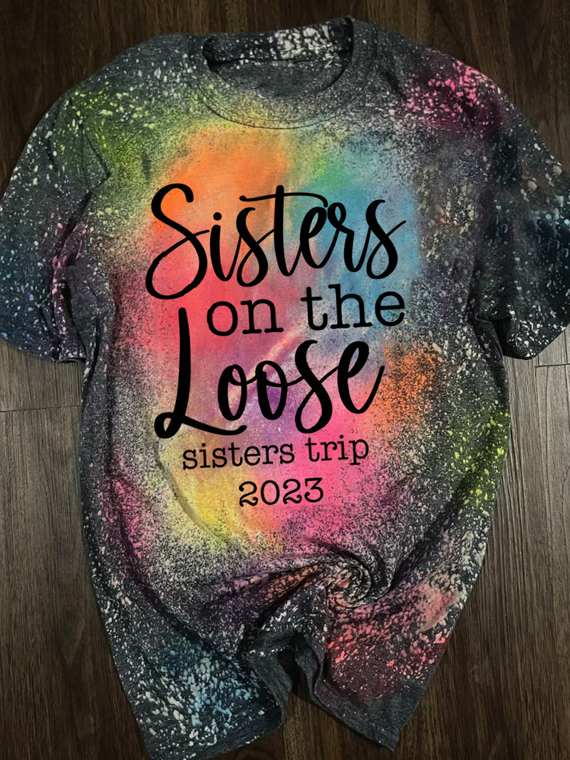 Women's Sisters Trip 2023  Tie Dye Print T-Shirt