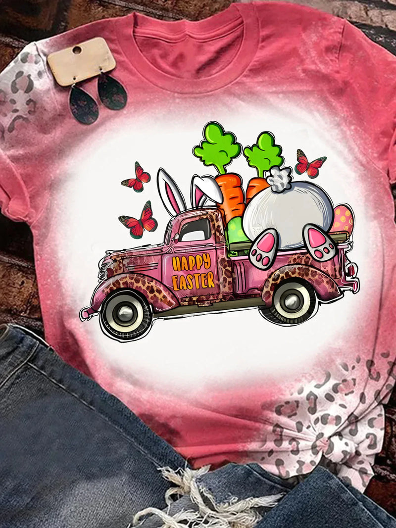 Easter Bunny Truck Leopard T-shirt