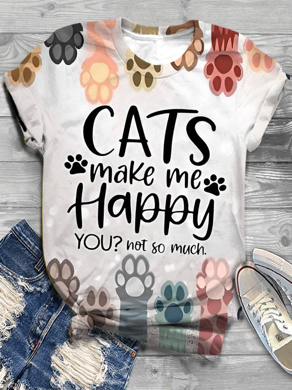 Cats Make Me Happy Casual T-shirt
