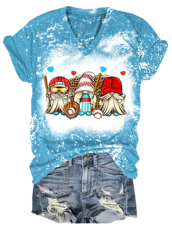 Baseball Team Gnomes Bleaching V Neck T-shirt