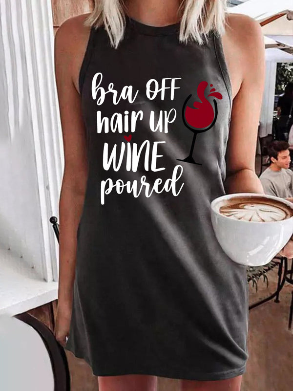 Pia Off Hair Up Wine Poured Sleeveless Dress