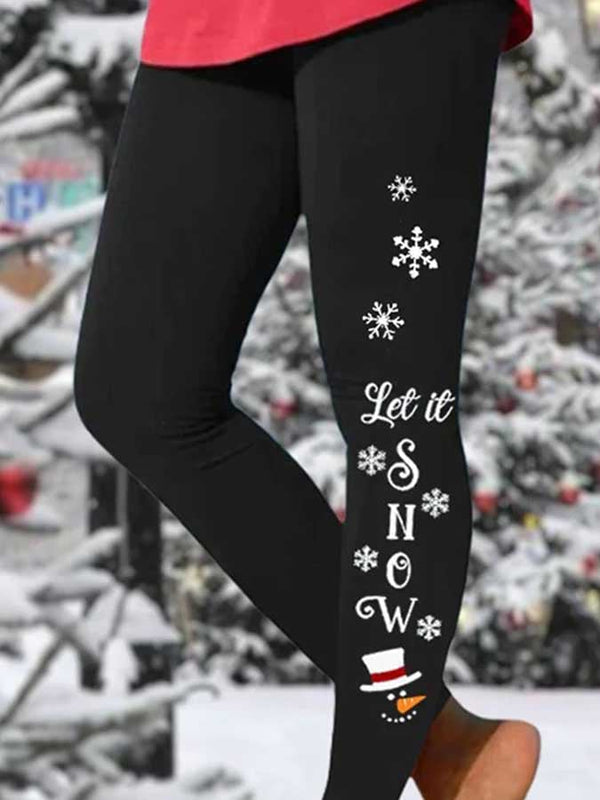 Let It Snow Print Women Leggings