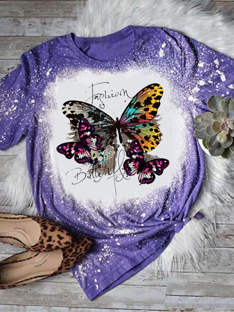 Butterfly Tie-Dye Print T-Shirt