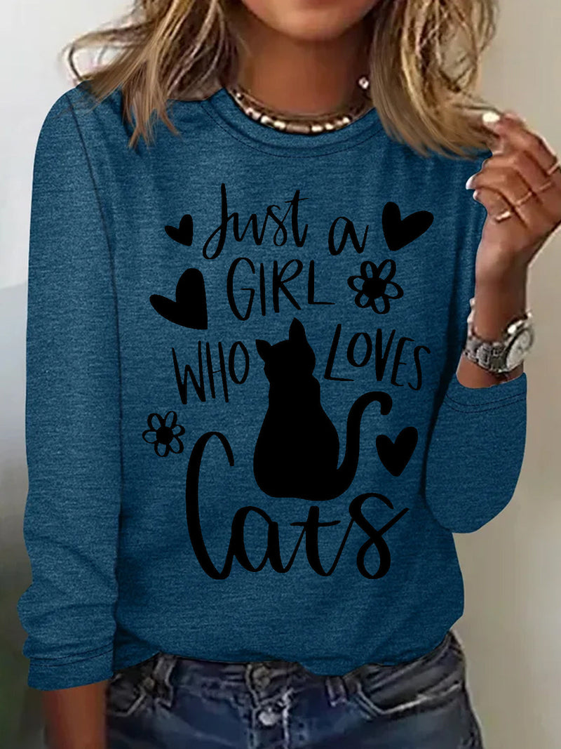 Just A Girl Who Loves Cats Print Lounge Top