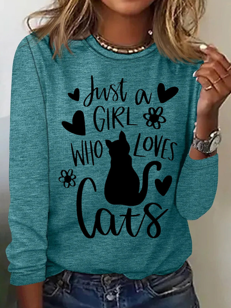 Just A Girl Who Loves Cats Print Lounge Top