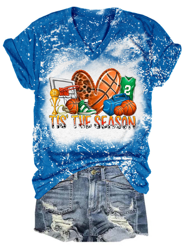 Tis' The Season Basketball Tie Dye V Neck T-shirt