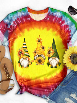 Women's Sunflower Floral Gnome T-Shirt