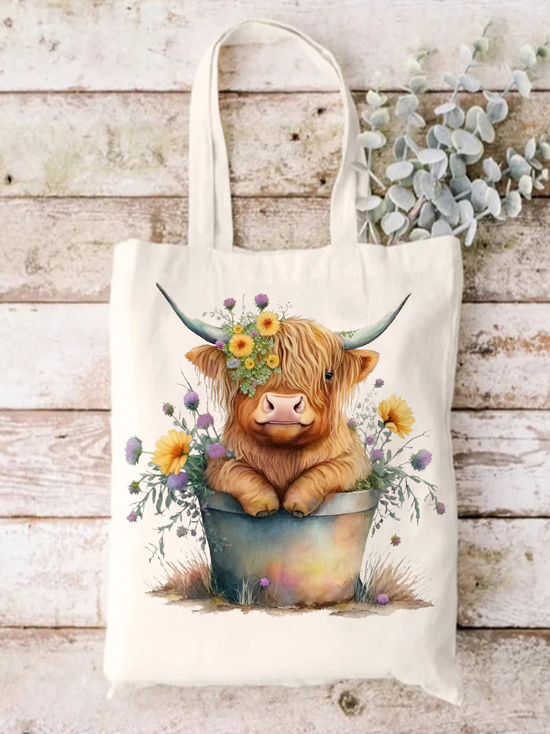 Baby Highland Cow Print Tote Bag