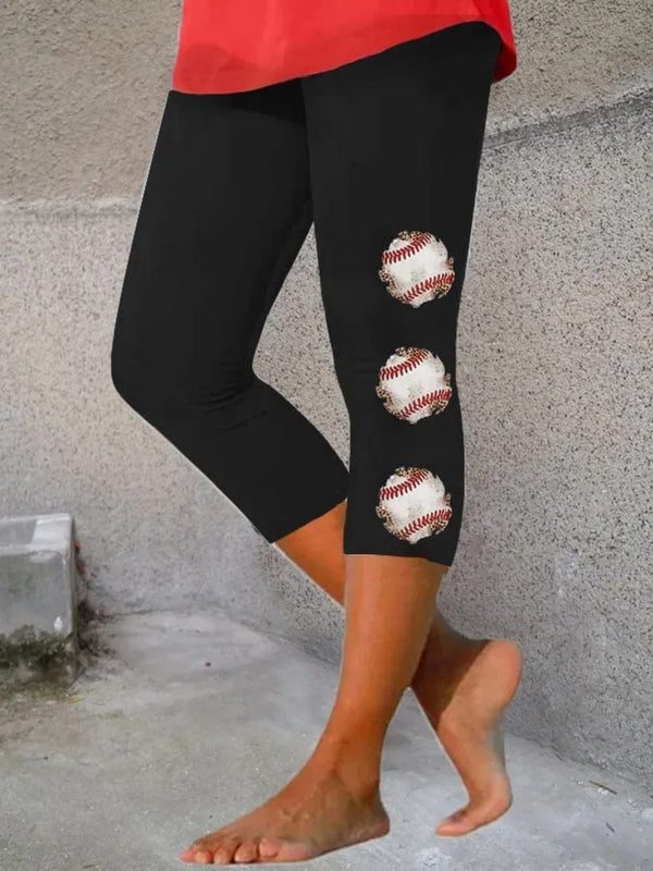 Baseball Print Stretch Leggings