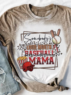 Baseball Mom Crewneck Tie-Dye T-Shirt