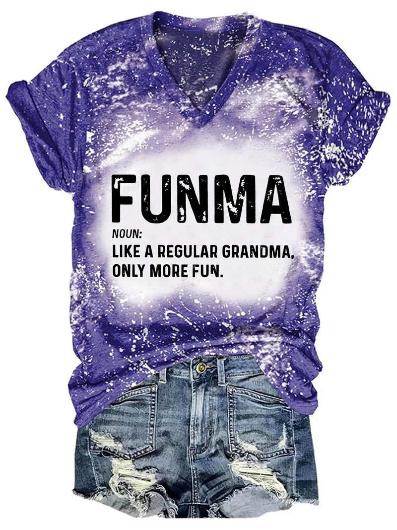 Funma Funny Grandma Bleaching V Neck T-shirt
