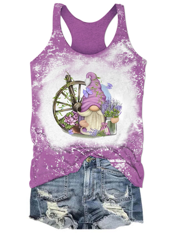 Lavender Gnome Tie Dye Tank Top