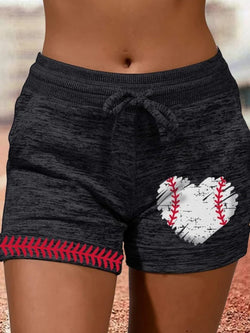 Heart Shape Baseball Print Sweatpants