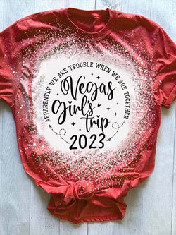 Women's Girl Trip 2023 Printed Crew Neck Tie Dye Top