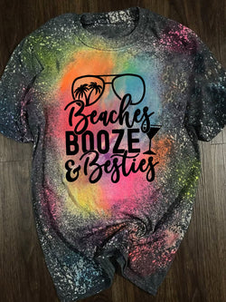 Beaches Booze And Besties Print  Top
