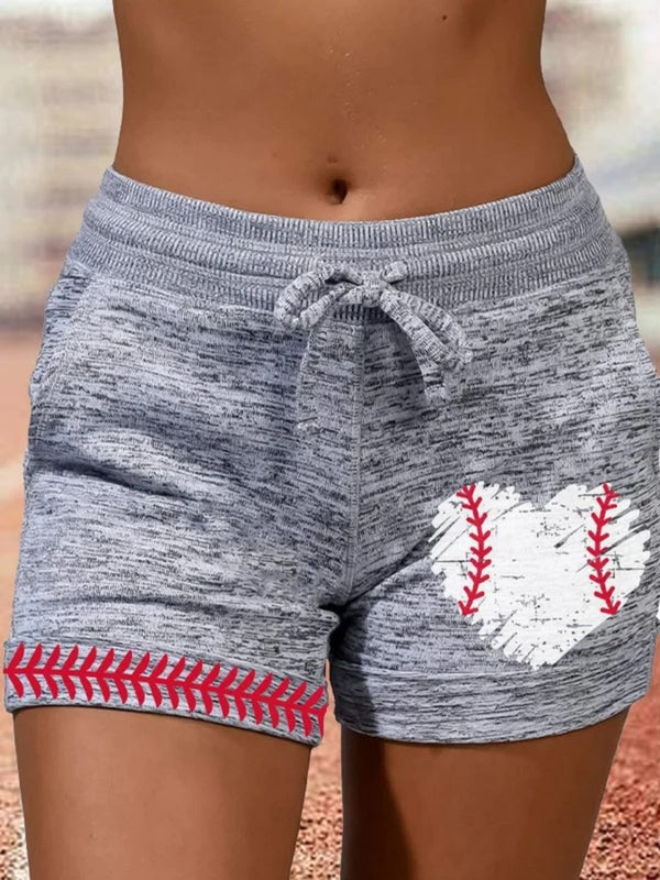 Heart Shape Baseball Print Sweatpants