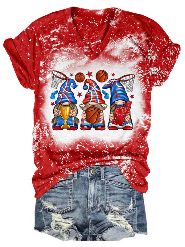 Basketball Gnomes Tie Dye V Neck T-shirt
