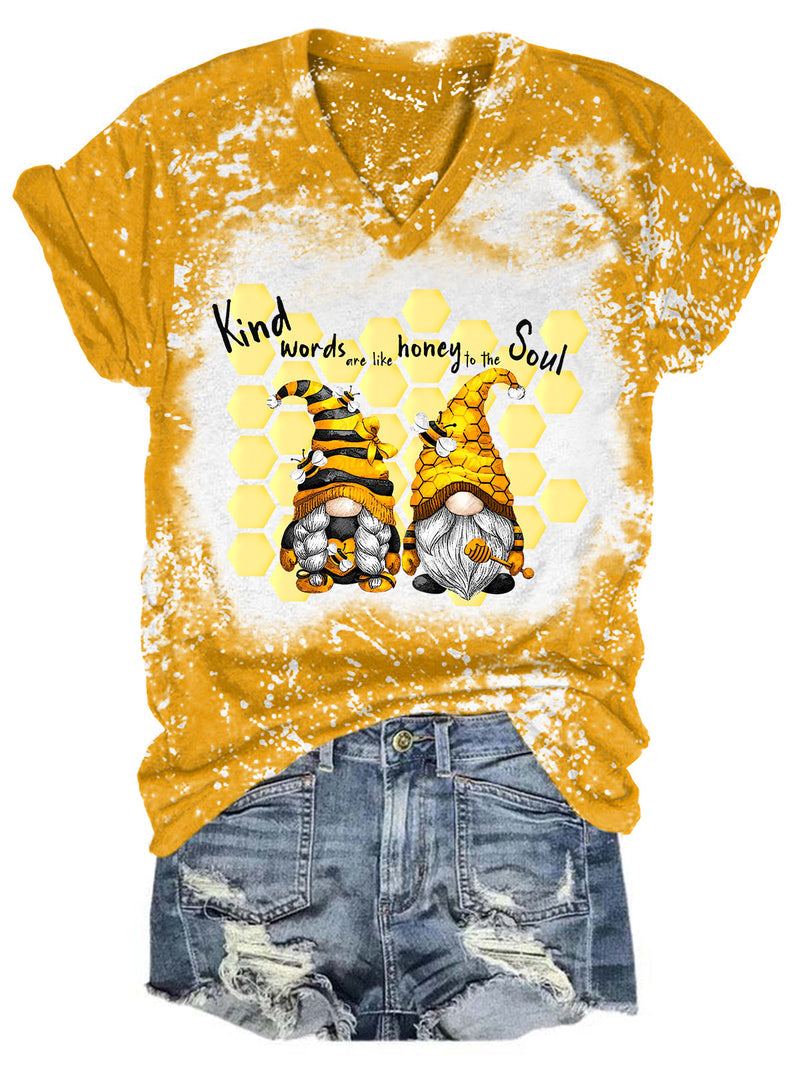 Kind Words Are Like Honey To The Soul Tie Dye V Neck T-shirt