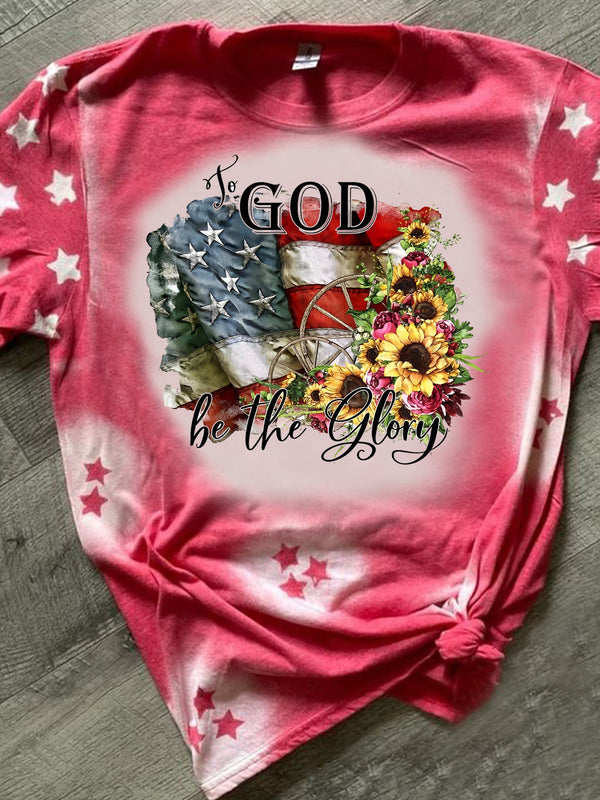 To God Be The Glory Flag Print Tie Dye T-shirt