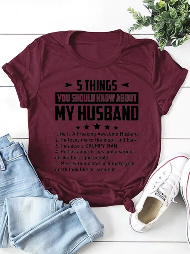 Five Things About My Husband Cotton T-shirt