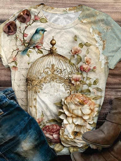 Women's Floral Birdcage Print Top