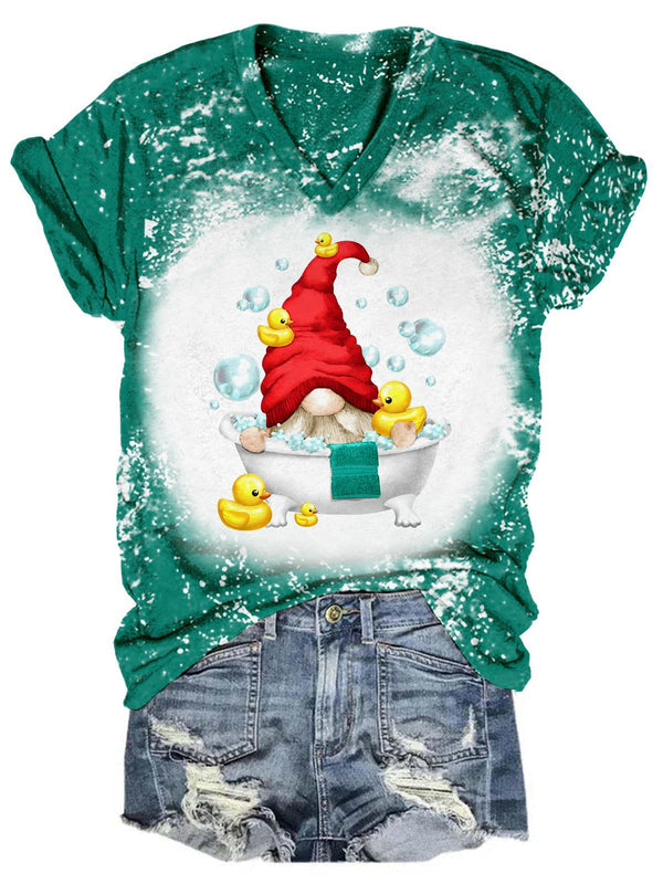 Shower Gnome Tie Dye V Neck T-Shirt