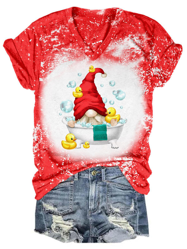 Shower Gnome Tie Dye V Neck T-Shirt