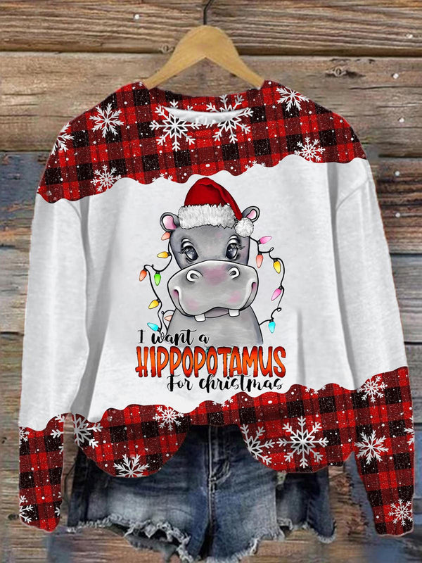 I Want A Hippopotamus For Christmas Long Sleeve Top