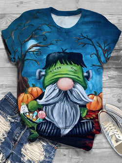 Gnome Pumpkin Tree Crew Neck T-shirt