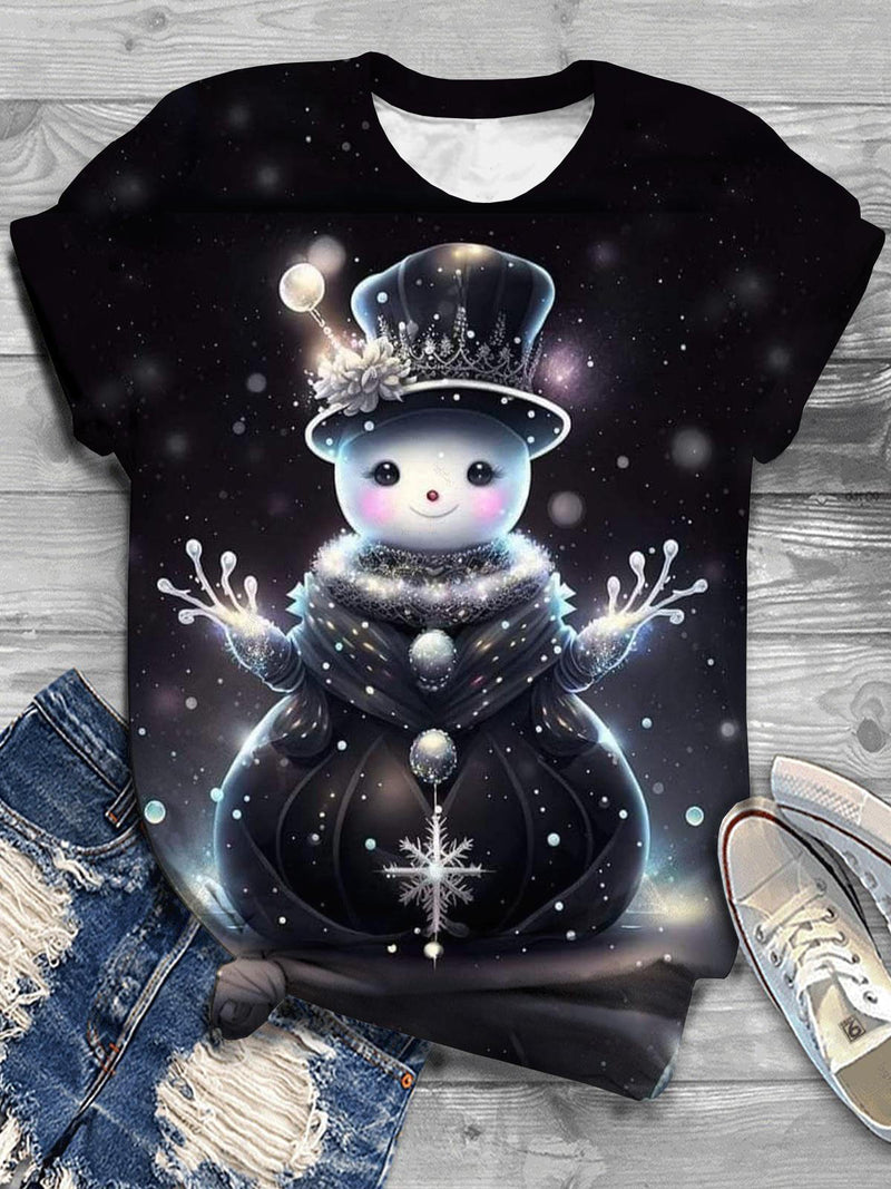 Christmas Snowman Crew Neck T-Shirt