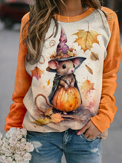 Witchy Mouse Print Long Sleeve Top