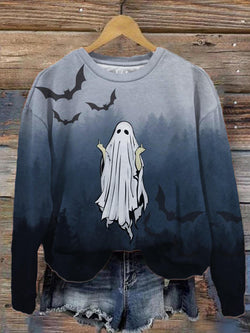 Women's Spooky Forest Bat Print Top