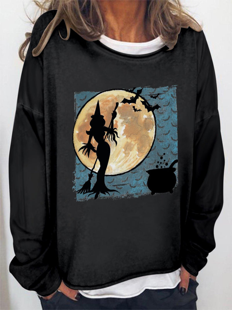 Moon Witch Print Long Sleeve Top