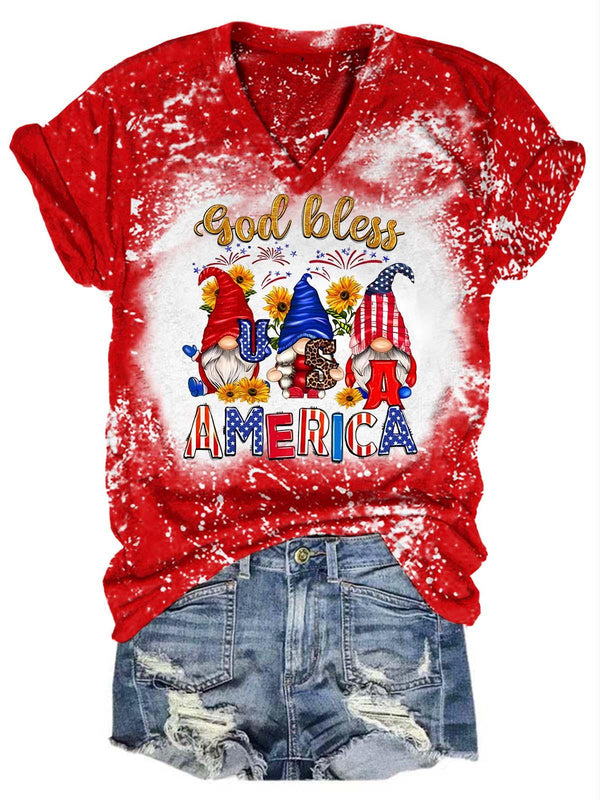 God Bless America V-Neck T-Shirt