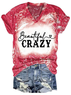 Beautiful Crazy Print V-Neck T-Shirt
