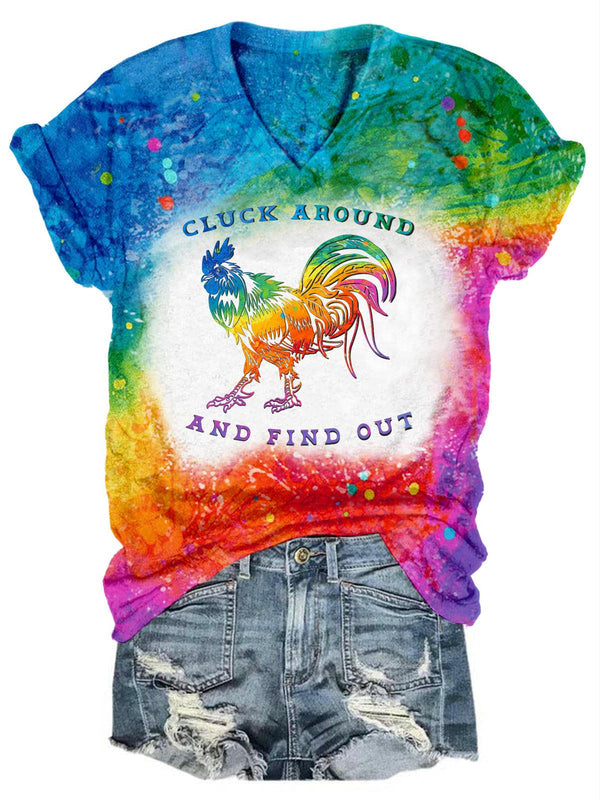 Cluck Around And Find Out Print V-Neck T-Shirt