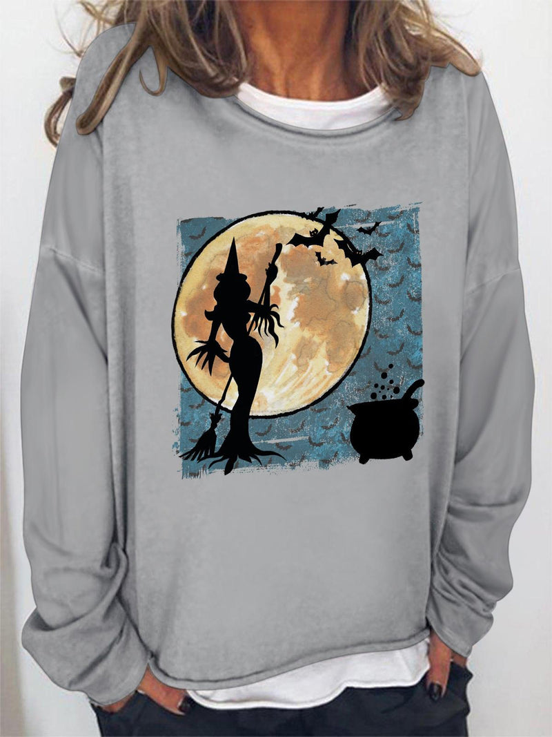 Moon Witch Print Long Sleeve Top