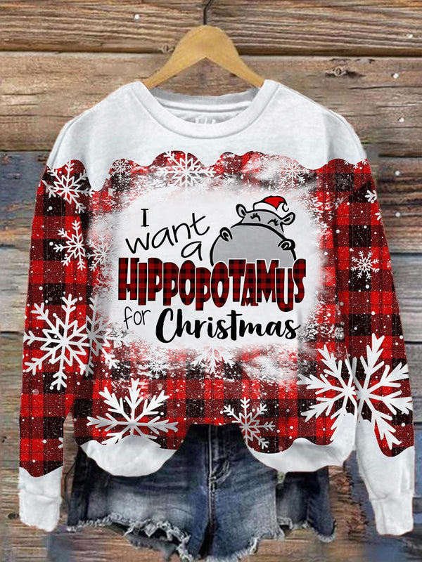 I Want A Hippopotamus For Christmas Tie Dye Long Sleeve Top