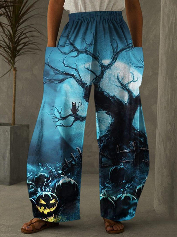 Spooky Tree Print Casual Pants
