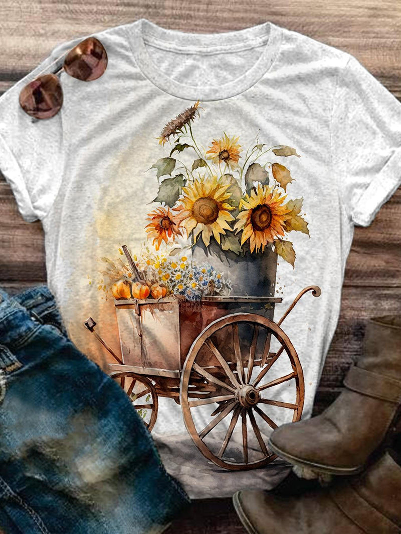 Vintage Floral Crew Neck T-shirt