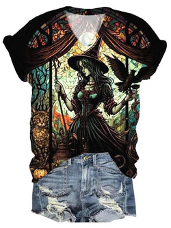 Witch Print Short Sleeve Top