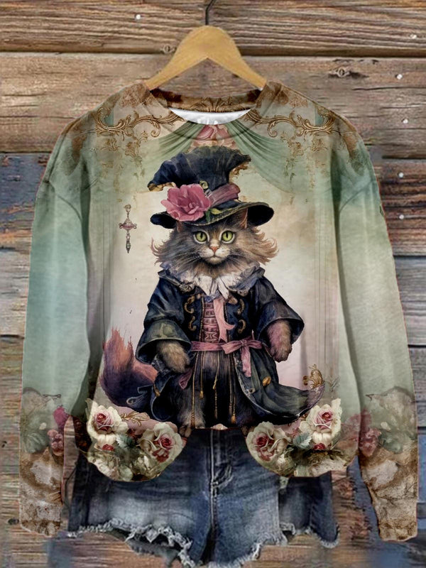 Lord Floral Cat Long Sleeve Top